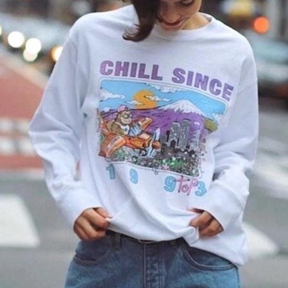 Brandy Melville John Galt “Chill Since 1993” Tokyo Crewneck Shirt